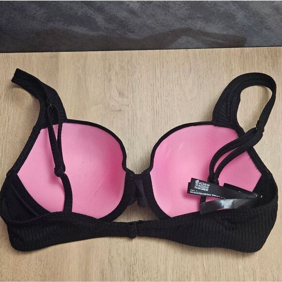 Victoria's Secret PINK Ribbed Black Push Up Bikini Swim Top - Picture 6 of 7